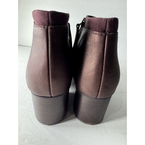 Toms Womens Loren Forest MaroonSuede Pearlized Metallic Cap Toe Heel Booties 11 - Picture 7 of 11